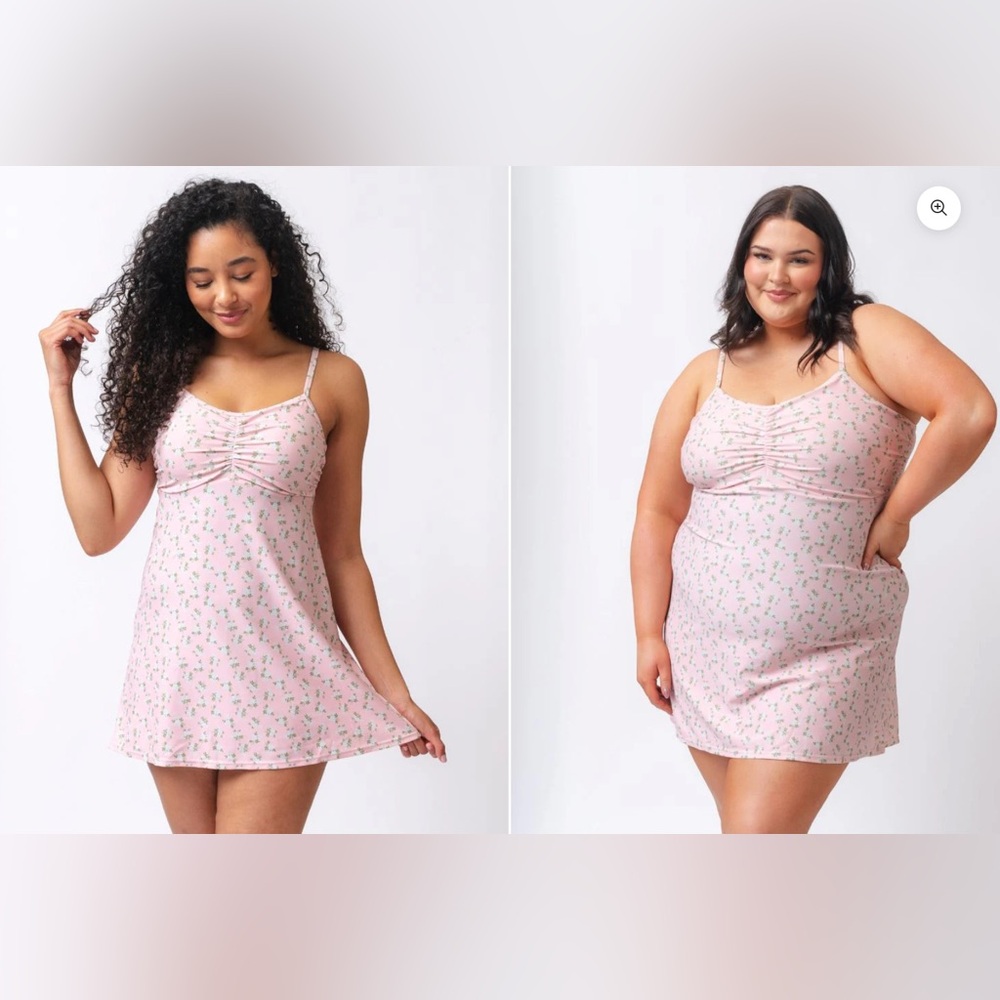LIME RICKI Pink Floral One Piece Swim Dress